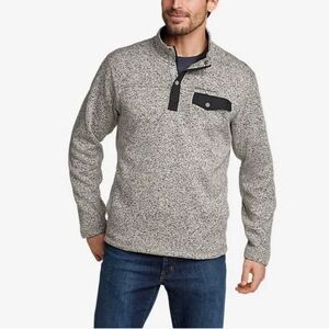 Eddie Bauer Men’s snap mock fleece sweatshirt Quarter-Zip Pullover sz large EUC